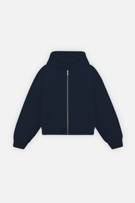 Basic Zip Hoodie Navy Blue