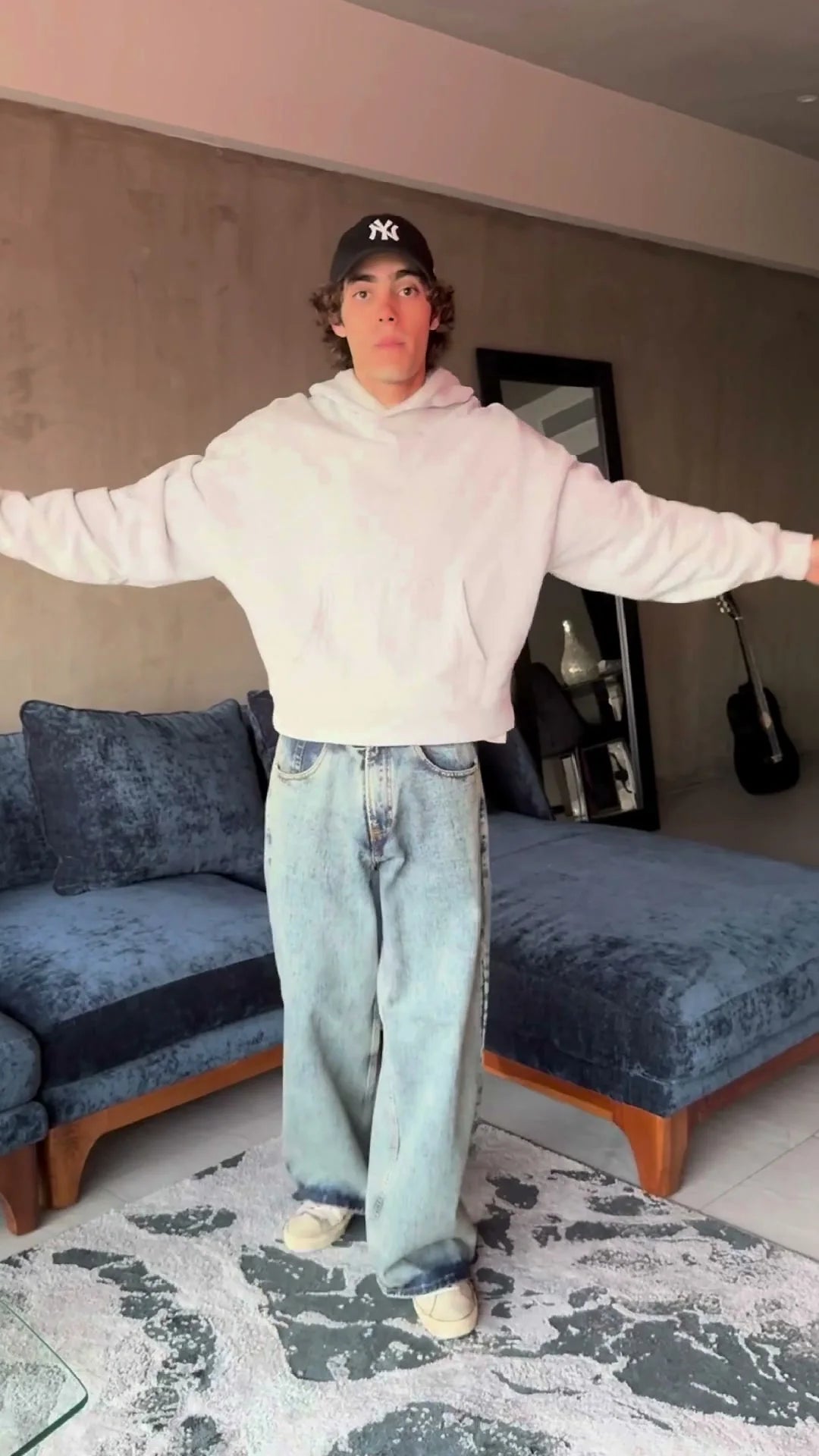 FATE look with a white hoodie and jeans